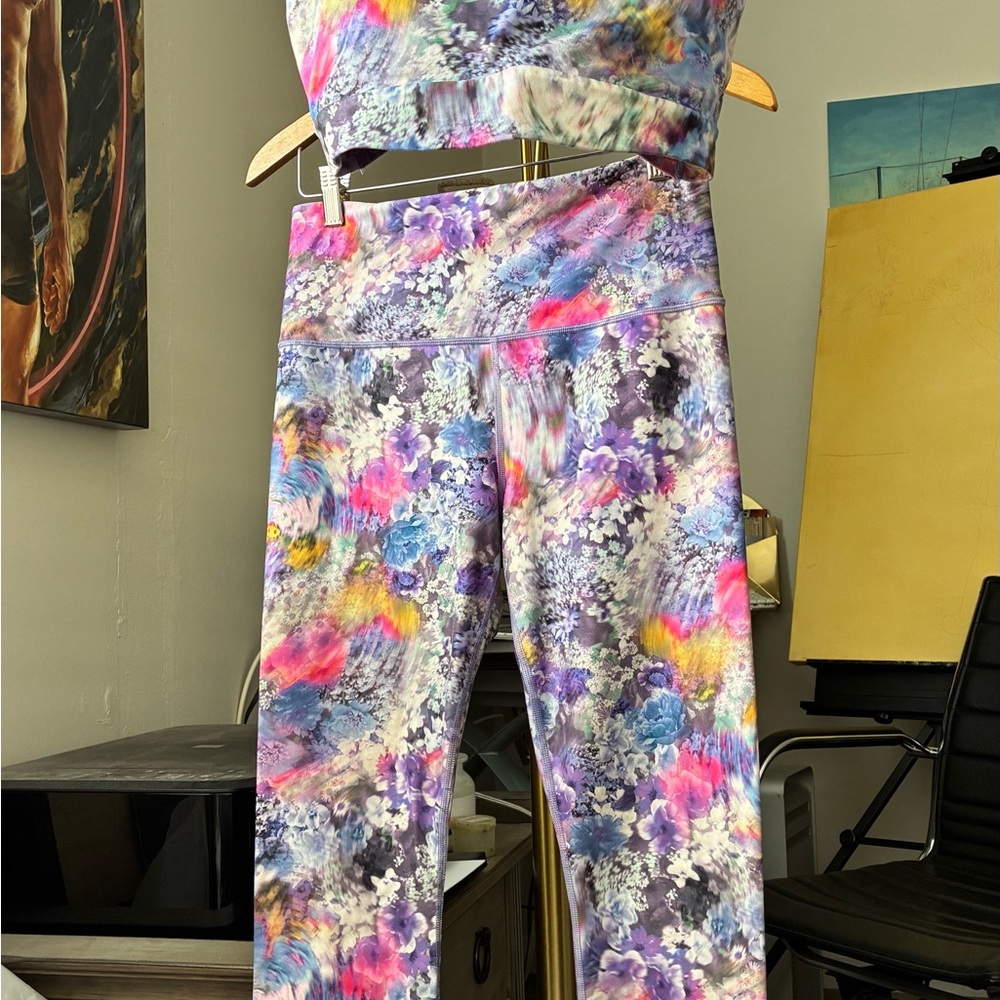 Athleta Pink and Blue Floral Set Size M